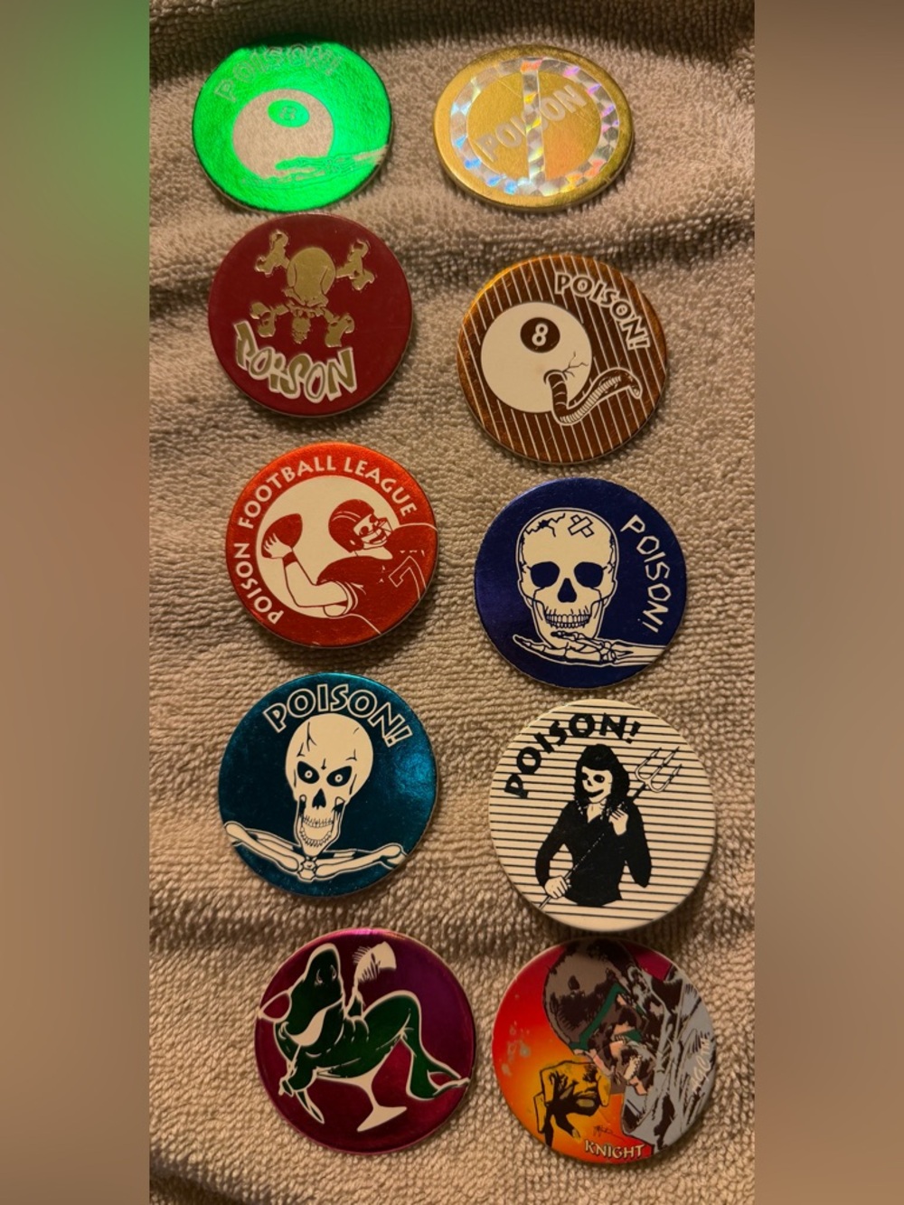 Poison Vintage POGS set of 10 Colorful Skull & Graphic Designs